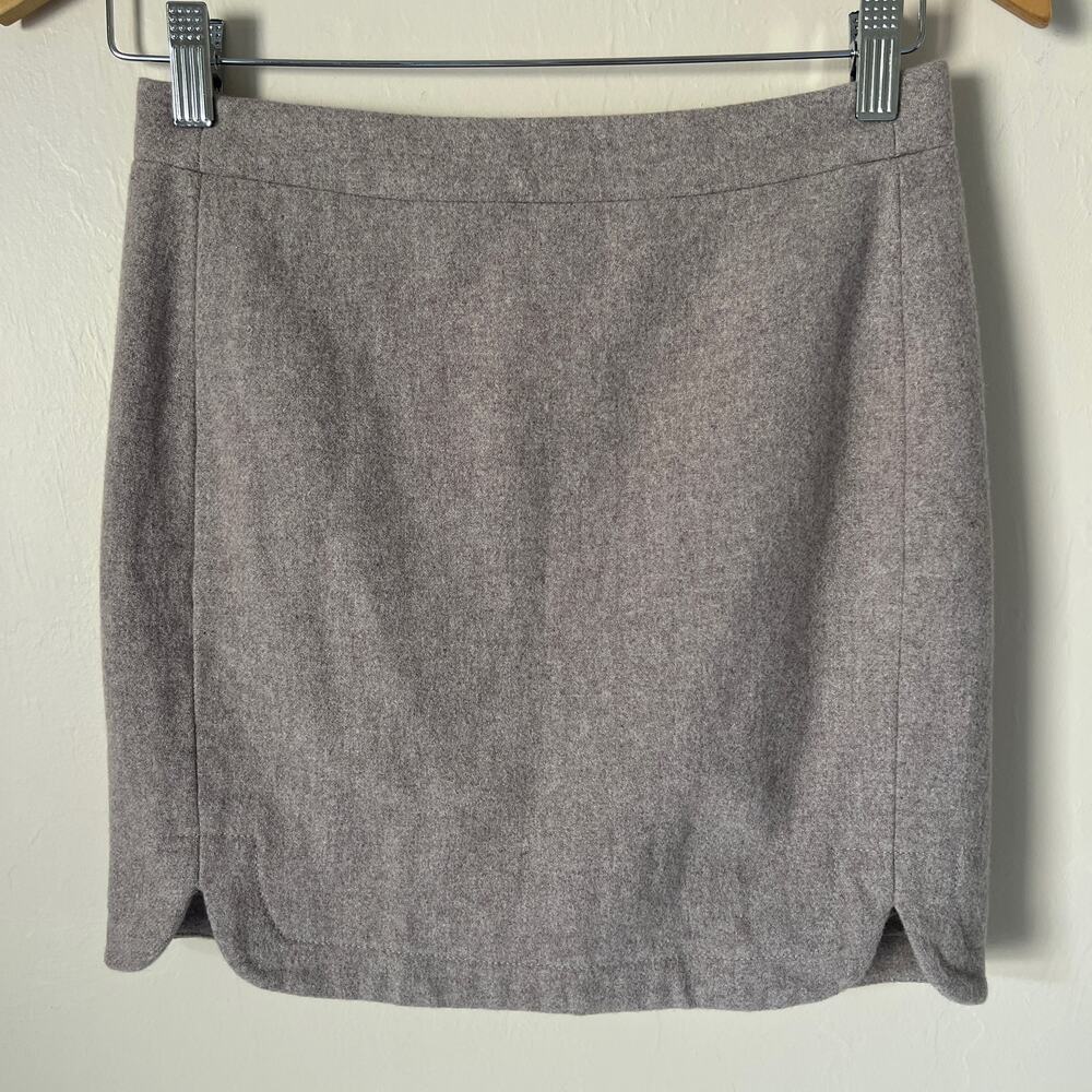 J. Crew Wool Mini Skirt Size 00 in Taupe With Lining and Side Slits